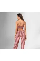 Sabahlık Sütyen Pijama Takımı Kırmızı Çizgili Ahu Loriva 1844 Kırmızı farklı açı