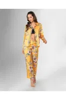 Sarı Çiçekli Sütyenli 3lü Pijama Takımı Ahu Loriva 1847 Sarı