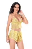 Sarı Tül Dantel Babydoll Şort Takımı Ahu Primoda 9141 Sarı detay görünüm