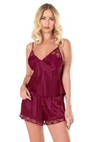 Saten Bordo Şort Takımı Ahu Primoda 9135 Bordo