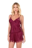 Saten Bordo Şort Takımı Ahu Primoda 9135 Bordo detay görünüm