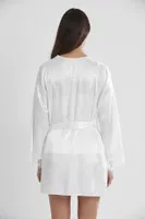 Kuşaklı Saten Dantelli 3Lü Sabahlık Şort Takım Pierre Cardin 2490 Ekru görsel 14