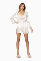 Kuşaklı Saten Dantelli 3Lü Sabahlık Şort Takım Pierre Cardin 2490 görsel 7
