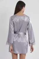 Kuşaklı Saten Dantelli 3Lü Sabahlık Şort Takım Pierre Cardin 2490 farklı açı