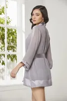 Saten Dantelli 3Lü Şort Şifon Dantelli Sabahlık Takımı Pierre Cardin 2475  görsel 10