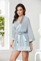 Saten Dantelli 3Lü Şort Şifon Dantelli Sabahlık Takımı Pierre Cardin 2475 