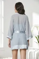 Saten Dantelli 3Lü Şort Şifon Dantelli Sabahlık Takımı Pierre Cardin 2475  görsel 4