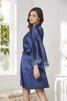 Saten Dantelli Çapraz Askılı Gecelik Sabahlık Takımı Pierre Cardin 4250 Lacivert görsel 20