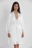 Saten Dantelli Çapraz Askılı Gecelik Sabahlık Takımı Pierre Cardin 4250 Ekru görsel 12