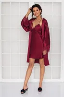 Saten Dantelli Çapraz Askılı Gecelik Sabahlık Takımı Pierre Cardin 4250 Bordo görsel 11