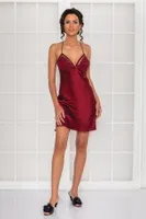Saten Dantelli Çapraz Askılı Gecelik Sabahlık Takımı Pierre Cardin 4250 Bordo görsel 10