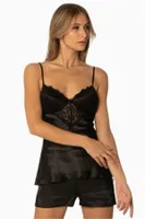 Saten Dantelli Kısa Şort Babydoll Takım Pierre Cardin 425  Siyah görsel 4