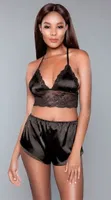 Saten Dantelli Seksi Şort Takım Daria 6671 Siyah farklı açı