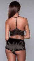 Saten Dantelli Seksi Şort Takım Daria 6671 Siyah görsel 4