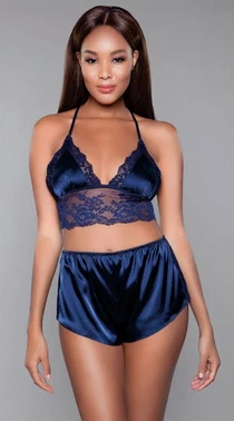 Saten Dantelli Seksi Şort Takım Daria 6671