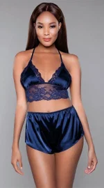 Saten Dantelli Seksi Şort Takım Daria 6671