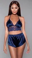Saten Dantelli Seksi Şort Takım Daria 6671 Lacivert