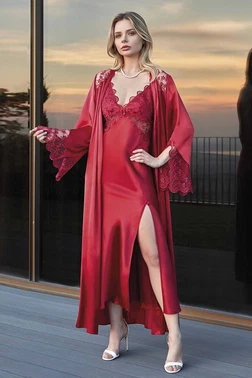 Nurteks Saten Gecelik Sabahlık Nurteks 5184