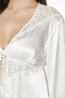 Saten Gecelik Sabahlık Pijama Takım Şort Takım 6Lı Gelin Çeyiz Seti 6700 Ekru farklı açı