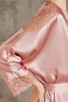 Saten Gecelik Sabahlık Pijama Takım Şort Takım 6'lı Gelin Çeyiz Seti Pierre Cardin 6000 Somon farklı açı