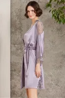 Saten Gecelik Sabahlık Pijama Takım Şort Takım 6'lı Gelin Çeyiz Seti Pierre Cardin 6000 Royal görsel 26