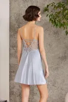 Saten Gecelik Sabahlık Pijama Takım Şort Takım 6'lı Gelin Çeyiz Seti Pierre Cardin 6000 Mist görsel 18