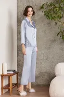 Saten Gecelik Sabahlık Pijama Takım Şort Takım 6'lı Gelin Çeyiz Seti Pierre Cardin 6000 Mist görsel 19