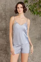 Saten Gecelik Sabahlık Pijama Takım Şort Takım 6'lı Gelin Çeyiz Seti Pierre Cardin 6000 Mist görsel 20