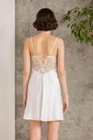 Saten Gecelik Sabahlık Pijama Takım Şort Takım 6'lı Gelin Çeyiz Seti Pierre Cardin 6000 Ekru görsel 12