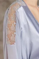 Saten Gecelik Sabahlık Pijama Takım Şort Takım 6'lı Gelin Çeyiz Seti Pierre Cardin 6005 Mavi görsel 23