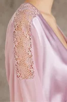 Saten Gecelik Sabahlık Pijama Takım Şort Takım 6'lı Gelin Çeyiz Seti Pierre Cardin 6005 Pembe görsel 16