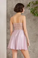 Saten Gecelik Sabahlık Pijama Takım Şort Takım 6'lı Gelin Çeyiz Seti Pierre Cardin 6005 Pembe görsel 18