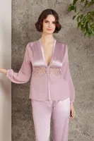 Saten Gecelik Sabahlık Pijama Takım Şort Takım 6'lı Gelin Çeyiz Seti Pierre Cardin 6005 Pembe görsel 19