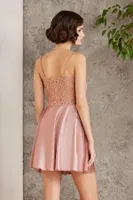 Saten Gecelik Sabahlık Pijama Takım Şort Takım 6'lı Gelin Çeyiz Seti Pierre Cardin 6005 Somon görsel 13