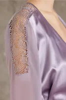 Saten Gecelik Sabahlık Pijama Takım Şort Takım 6'lı Gelin Çeyiz Seti Pierre Cardin 6005 Lila farklı açı