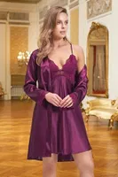 Saten Kimono Takım Nurteks 5324 Mor detay görünüm