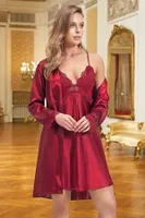 Saten Kimono Takım Nurteks 5324 Bordo görsel 4