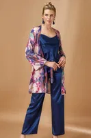 Saten Pijama Takım Lacivert Nurteks 5951 Lacivert