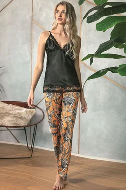 Anıl Saten Sabahlık Atlet ve Pantolon Takım Anıl 5621 - Alternatif Görünüm