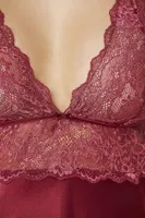 Saten Sırt Dekolteli Dantelli Midi Gecelik Pierre Cardin 905  Bordo görsel 16