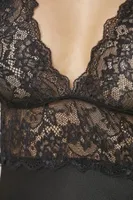 Saten Sırt Dekolteli Dantelli Midi Gecelik Pierre Cardin 905  Siyah görsel 13
