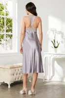 Saten Sırt Dekolteli Dantelli Midi Gecelik Pierre Cardin 905  görsel 9