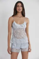 Saten Transparan Dantelli Askılı Şort Babydoll Takım Pierre Cardin 445 