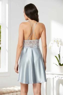 Pierre Cardin Saten Transparan Dantelli Çapraz Askılı Gecelik Pierre Cardin 850 - Alternatif Görünüm