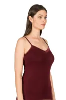 Saten Yaka İnce Askılı Viskon Esnek Yumuşak Kadın Atlet Özkan 25217  Bordo görsel 8