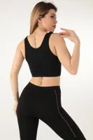Seamless Desteksiz Kalın Askılı Spor Sütyen Miorre 999-ZZ0120 Siyah görsel 8