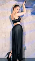 Seksi Kadın Uzun Tül Yırtmaçlı Fantezi Takım Nightlight 3632 Siyah detay görünüm
