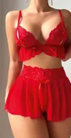Seksi Kırmızı Etekli Sütyen Takım Lily Bianca LB-126 Kırmızı farklı açı