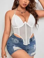 Balenli İnce Askılı Fantezi Kadın Body SHE 2003 Beyaz görsel 8