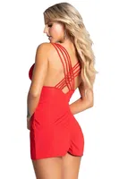 Derin V Yaka Sırt Dekolteli Erotik Kadın Gecelik SHE 2051 Kırmızı görsel 4